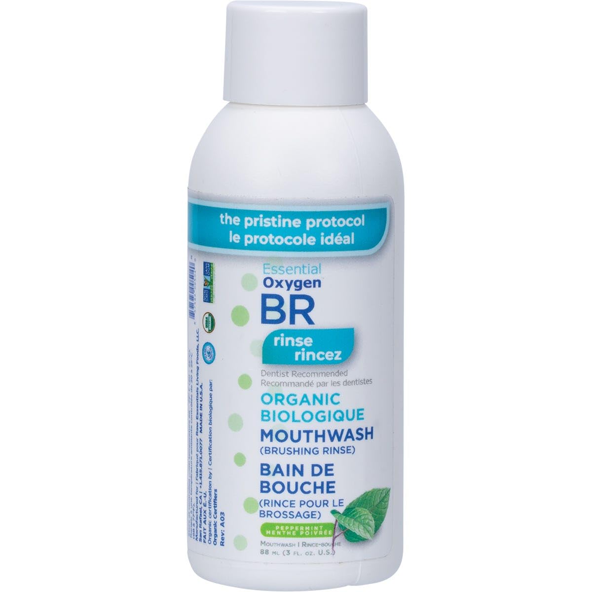 Via Nature Essential Oxygen Brushing Rinse - Organic Peppermint - 3 Ounce