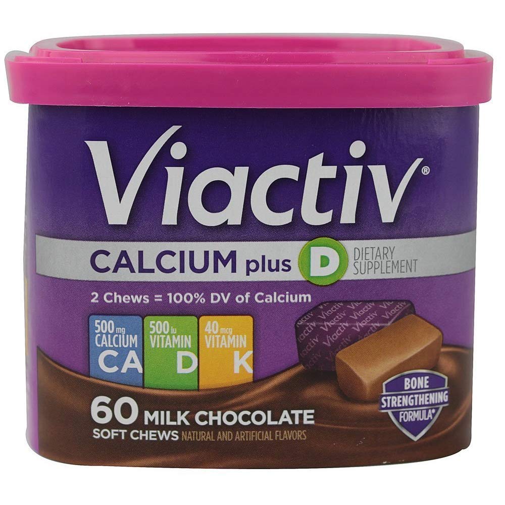 VIACTIV Calcium Plus D Soft Chews – Milk Chocolate, 60 ea x 3 Pack