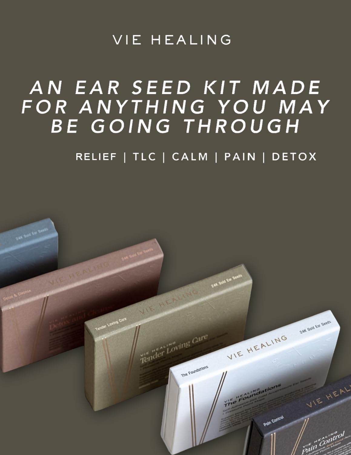 Vie Healing 24k Gold Ear Seeds – Acupressure Ear Seed Chart Kit (20 Pcs)