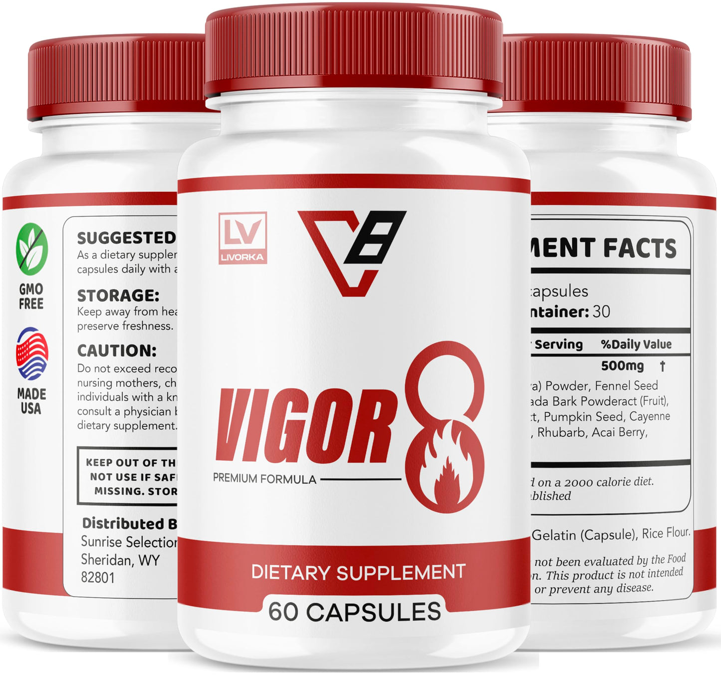 (5 Pack) Vigor 8 for Men – 300 Capsules (5 Months) | Premium Formula