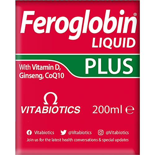 Vitabiotics Feroglobin 200ml Plus Liquid – Iron Supplement with Co-Q10