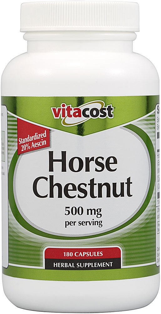 Vitacost Horse Chestnut - Standardized to 20% Aescin - 500 mg per Serving - 180 Capsules (Packaging Updated)