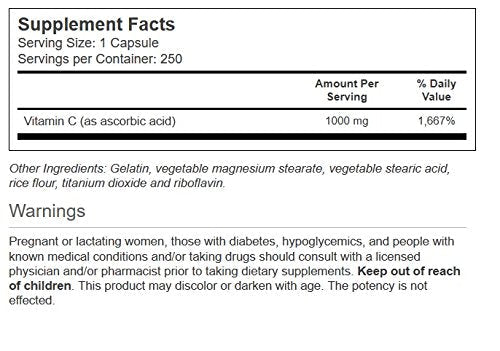Vitacost Vitamin C 1000 mg - 250 Capsules | High Potency