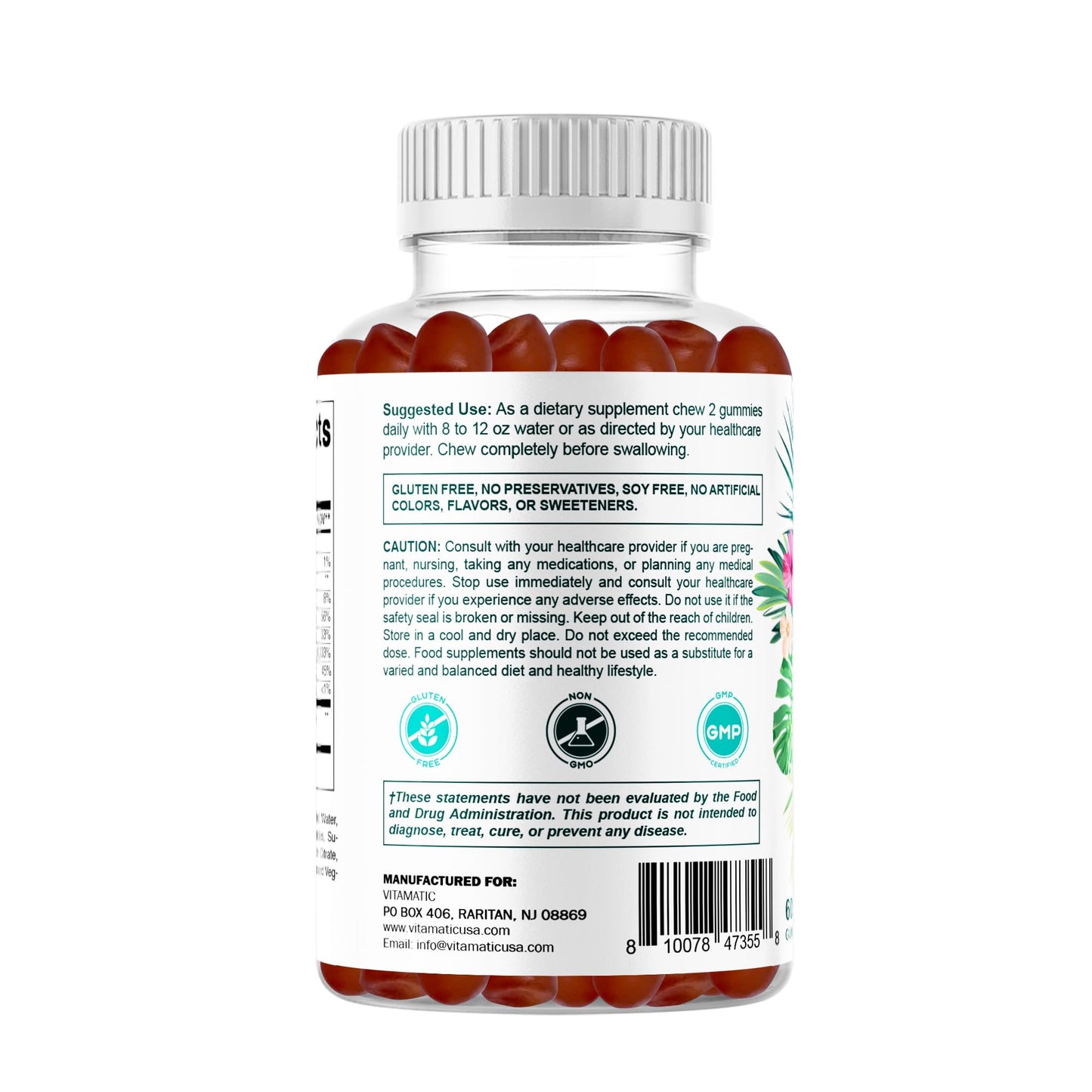 Vitamatic Hydrolyzed Collagen Gummies with Vitamin C, Zinc & Biotin – 2 Pack (60 Gummies)