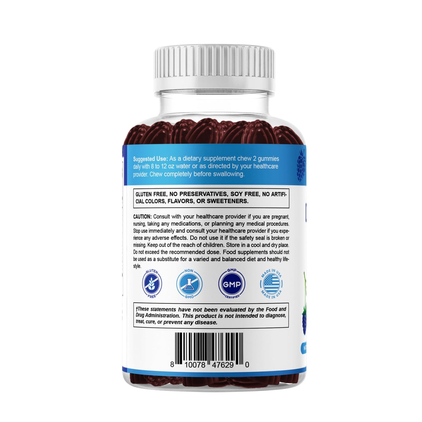 Vitamatic Vitamin D3 + B12 Gummies – Blue Raspberry, 60 Gummies | USA Made with Folate & B6