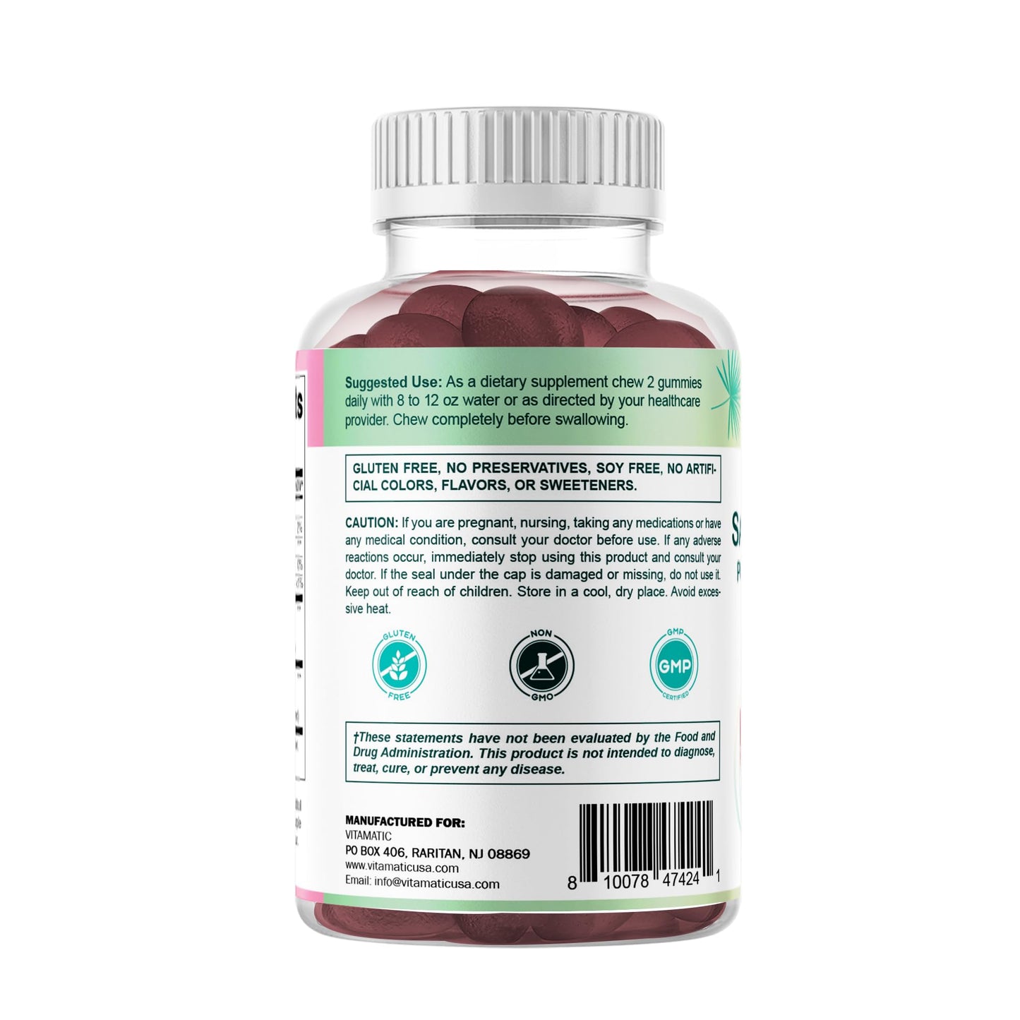 Vitamatic Sugar-Free Saw Palmetto with Pumpkin Seed – 3000 mg Equivalent per Serving | 60 Gummies