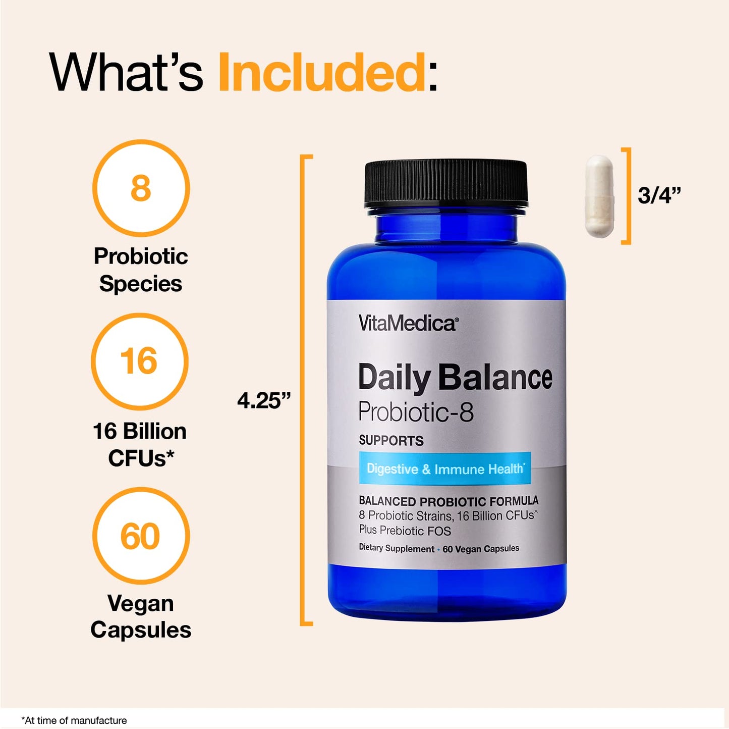 VitaMedica Daily Balance Probiotic-8 | 16B CFUs | Gut Health, Skin & Immune Support