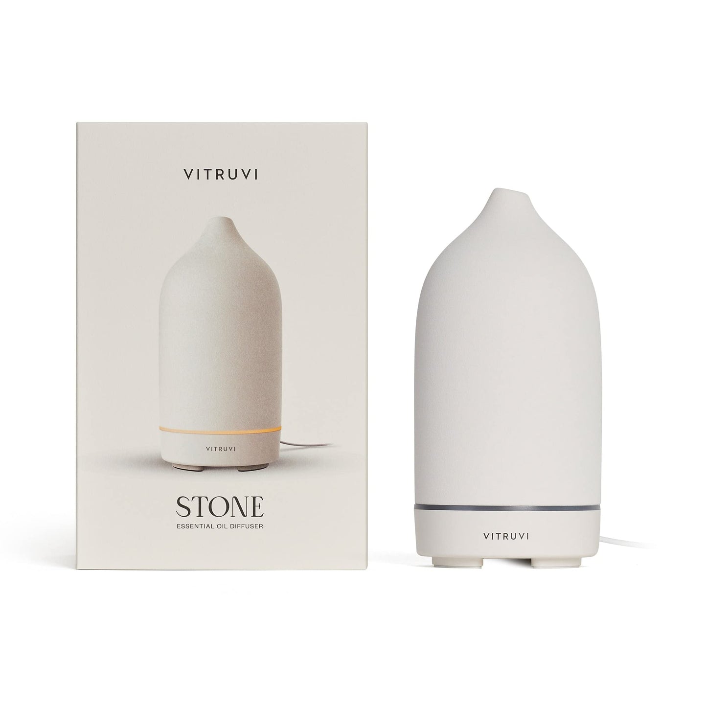 Vitruvi Stone Diffuser – White Ceramic Ultrasonic Essential Oil Diffuser, 90ml