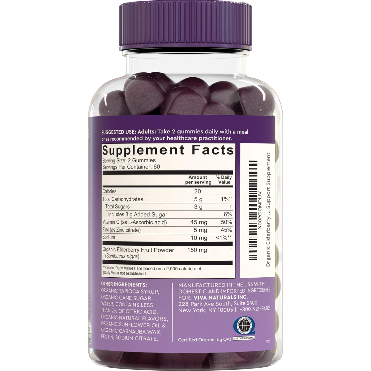 Viva Naturals Sambucus Elderberry Gummies for Adults – 120 Count | Immune Support BritishVita | Premium UK Vitamins & Wellness Supplements