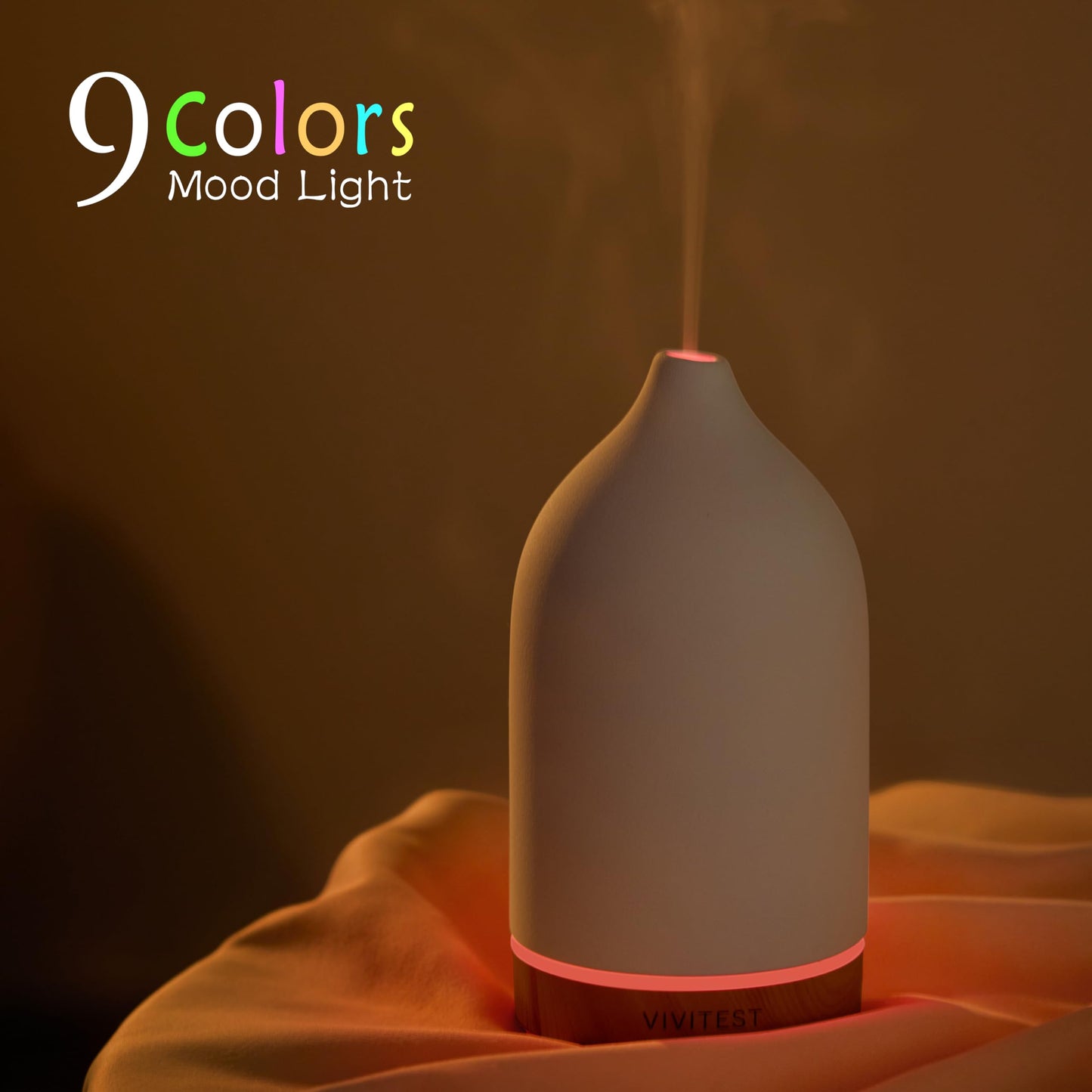 VIVITEST 200ml Ceramic Essential Oil Diffuser | Ultrasonic Aromatherapy Diffuser for Home