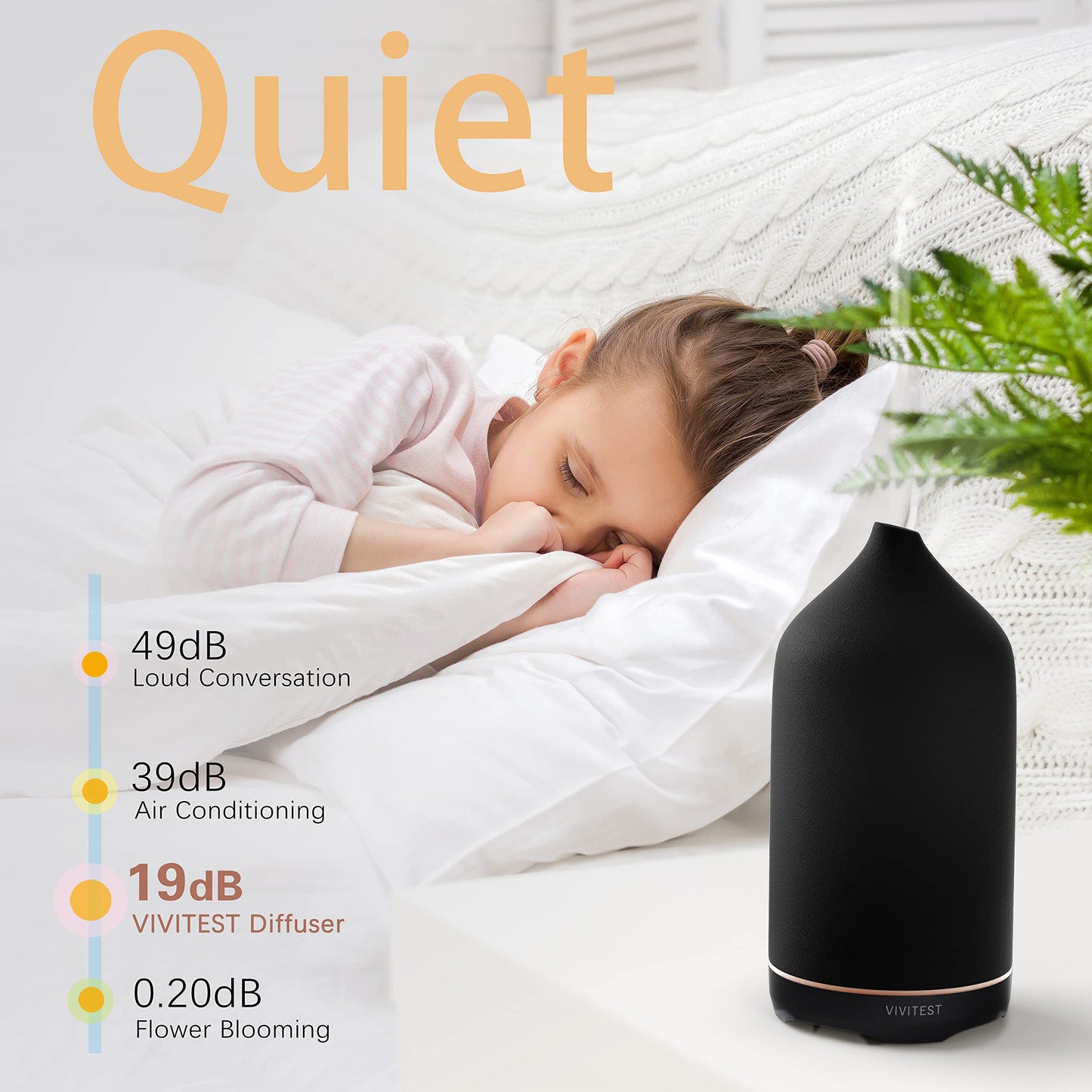 VIVITEST Diffusers for Essential Oils – Stone & Ceramic Black 250ML Home Diffuser