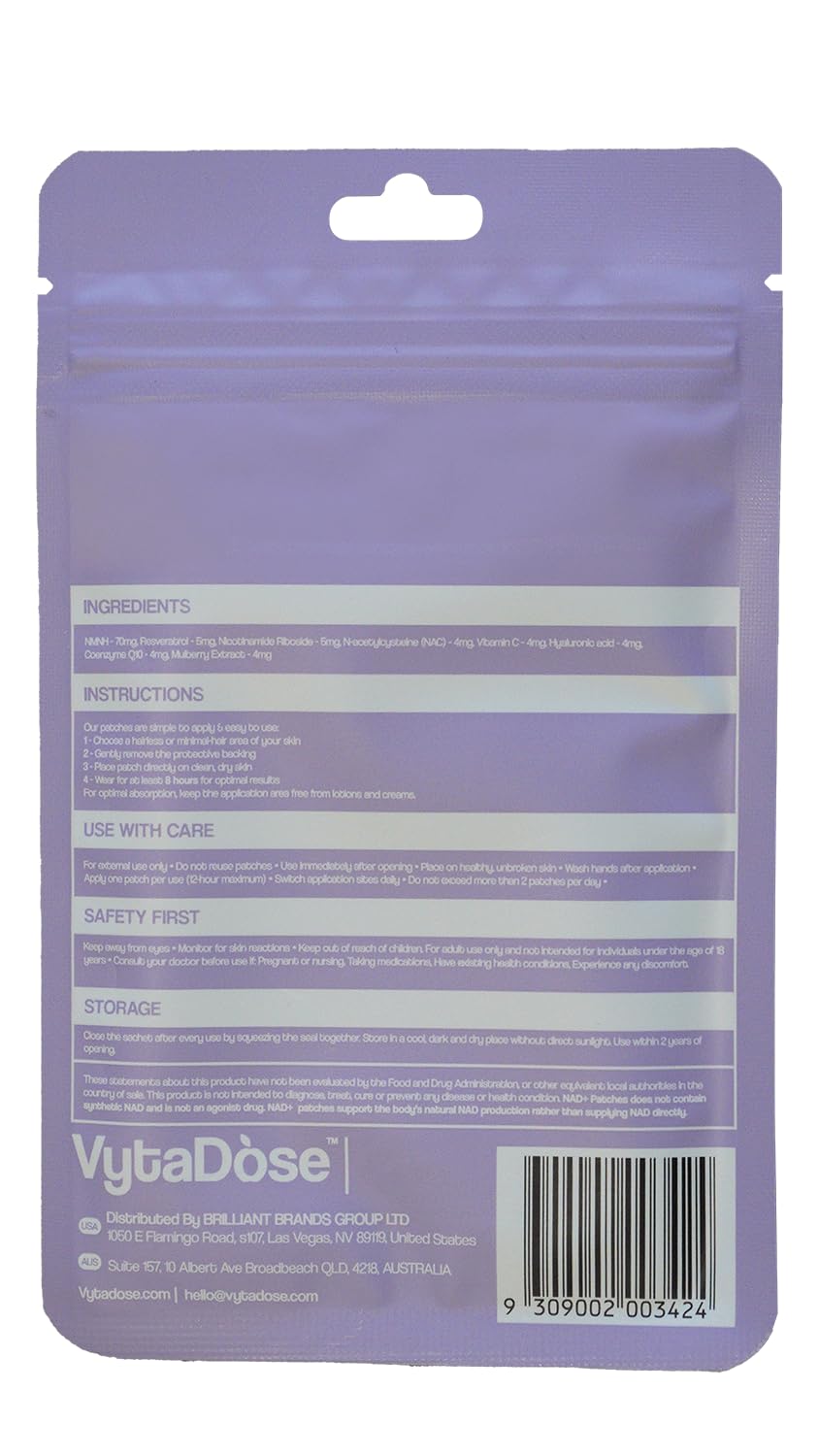 Vytadose NAD+ Boost Patches | Anti-Aging & Wellness | 8-Hour Time-Release