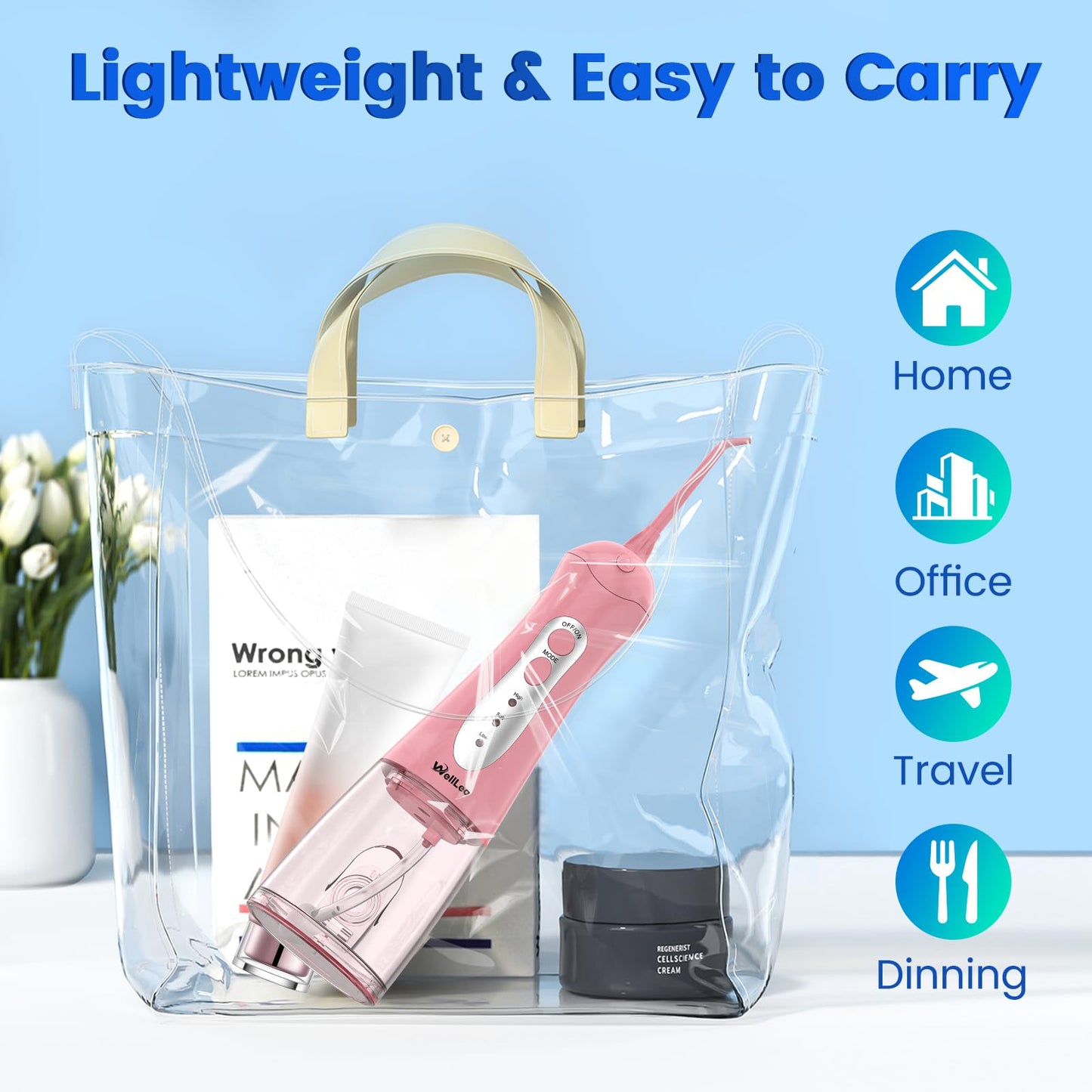Water Flosser Dental Pick – Portable Oral Irrigator, 5 Jet Tips, IPX7 & Rechargeable