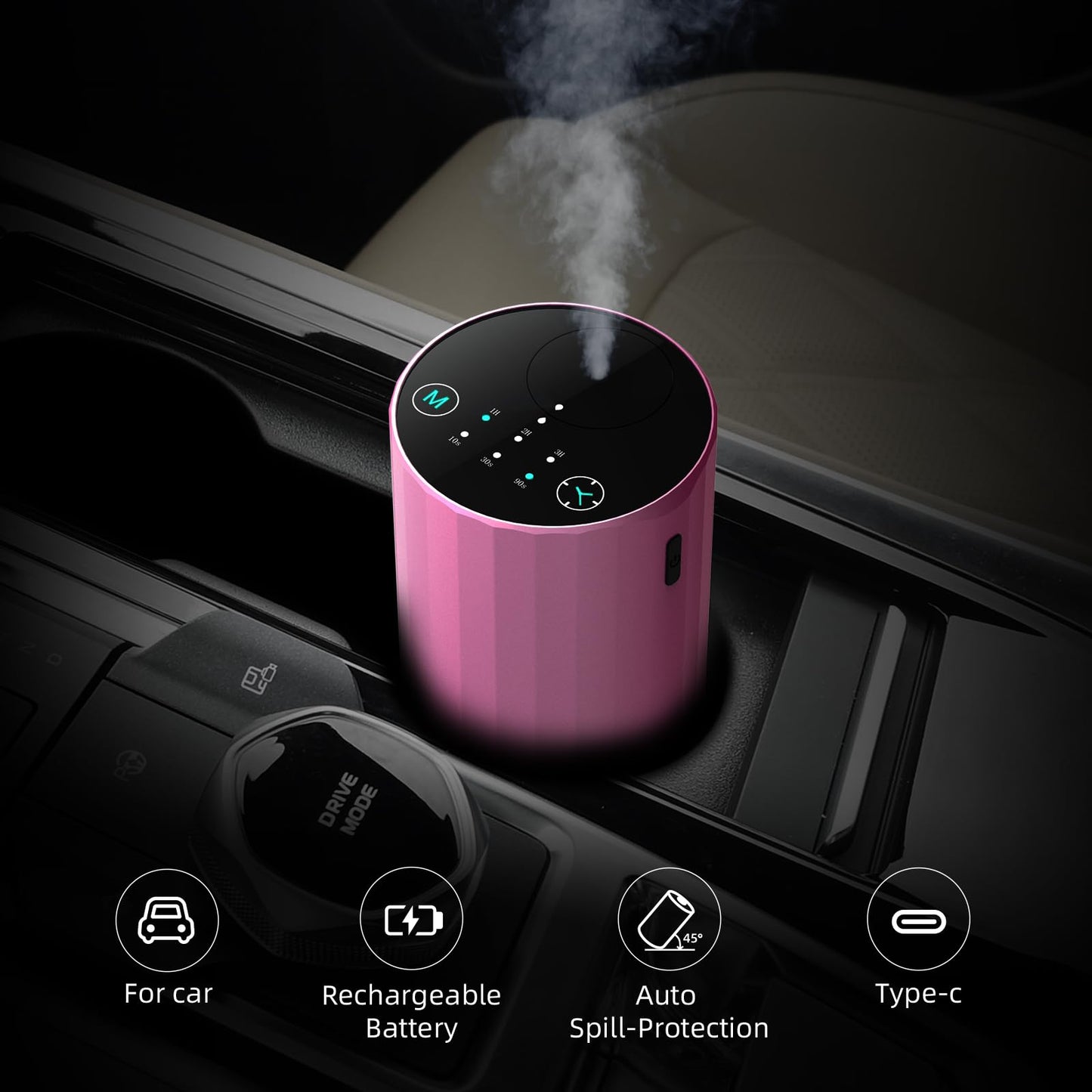 Waterless Essential Oil Diffuser – Portable Aromatherapy (Pink)