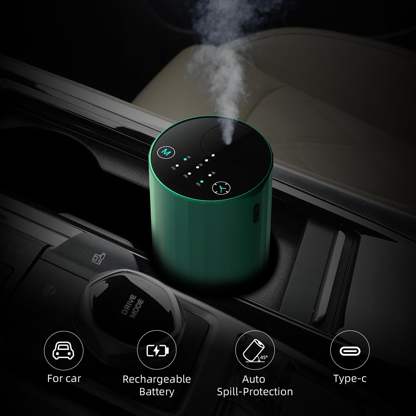 Waterless Essential Oil Diffuser – Portable Aromatherapy Nebulizer for Home, Car, Office (Green)