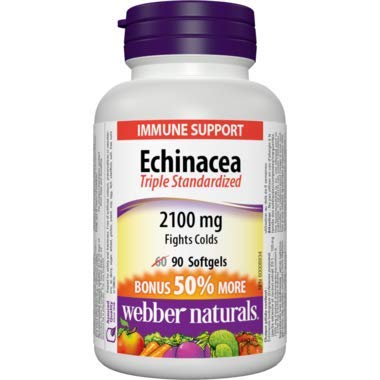 Webber Naturals Echinacea Standardized Herb 8:1 Extract, 2100mg, 90 Softgels Bonus BritishVita | Premium UK Vitamins & Wellness Supplements