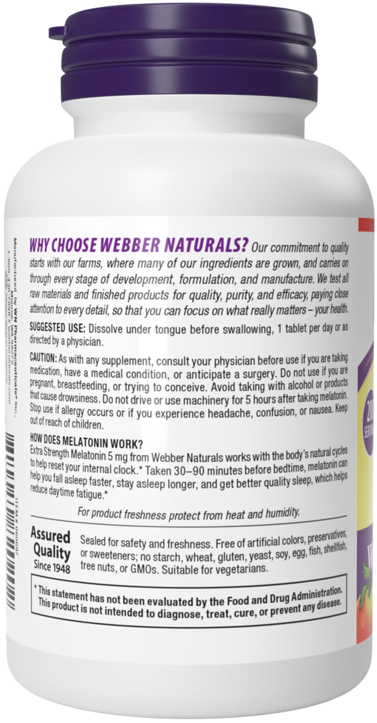 Webber Naturals Extra Strength Melatonin 5 mg – Fast-Melting Sleep Aid, 200-Day Supply (2-Pack), Gluten Free, Non-GMO, Vegetarian
