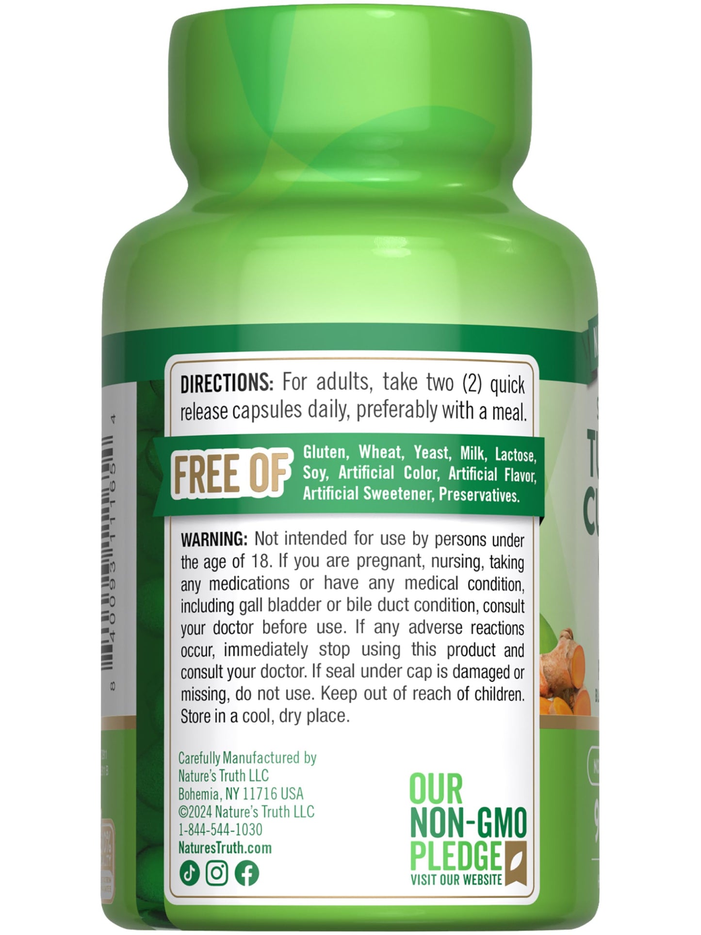 Nature's Truth Turmeric Curcumin Capsules | 2000mg | 90 Count | 95% Standardized Curcuminoids + Bioperine | Non-GMO & Gluten Free