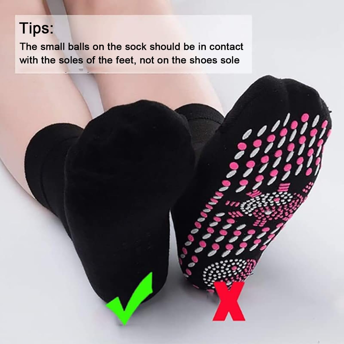 WenFeng AFIZ Tourmaline Self-Heating Socks – 3 Pairs, Acupressure Foot Massage, Anti-Slip, 3 Colors