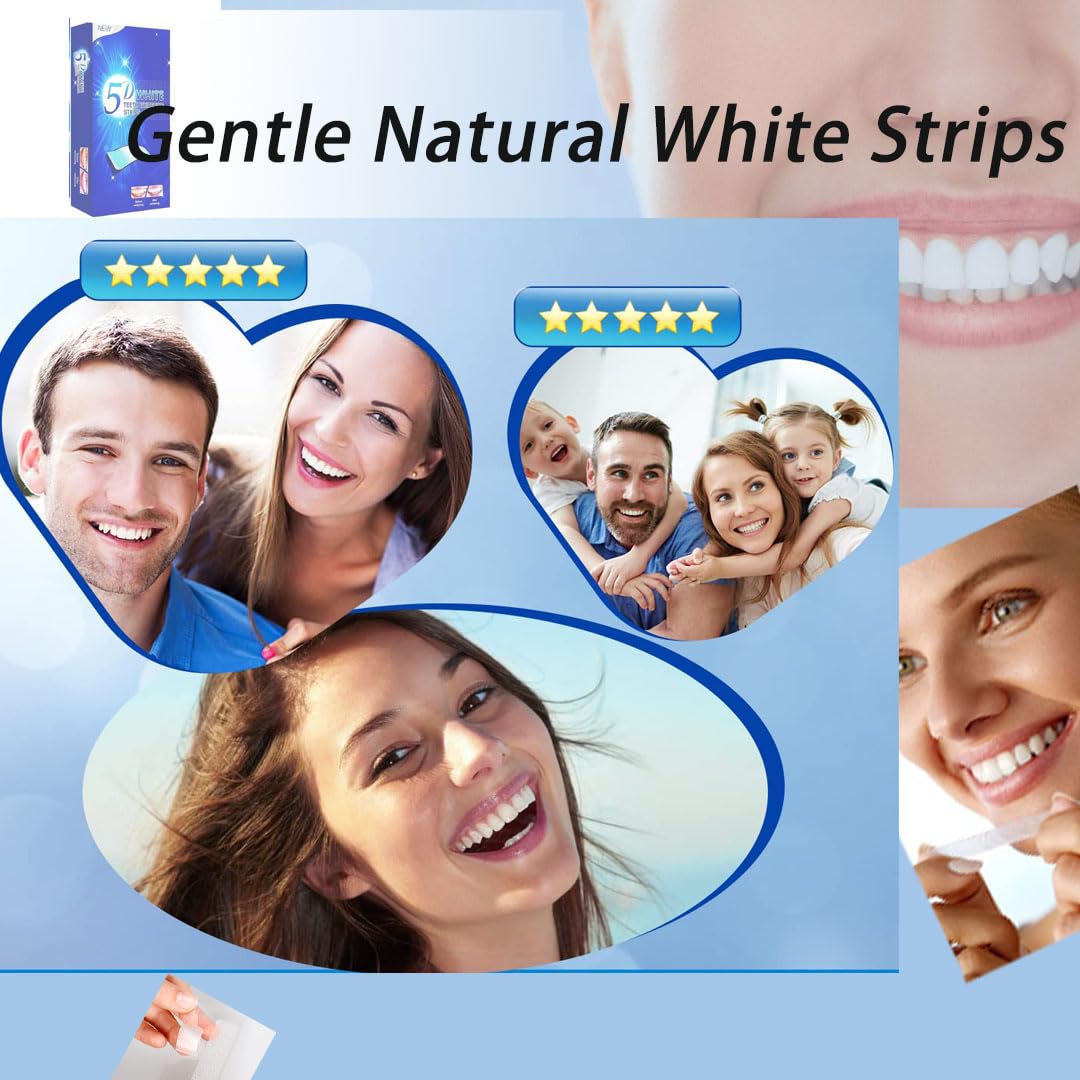 28 Whitener Strips 5D Teeth Whitening - Low-Sensitivity Safe Whitening for Coffee, Wine, Tobacco (14 Packs)