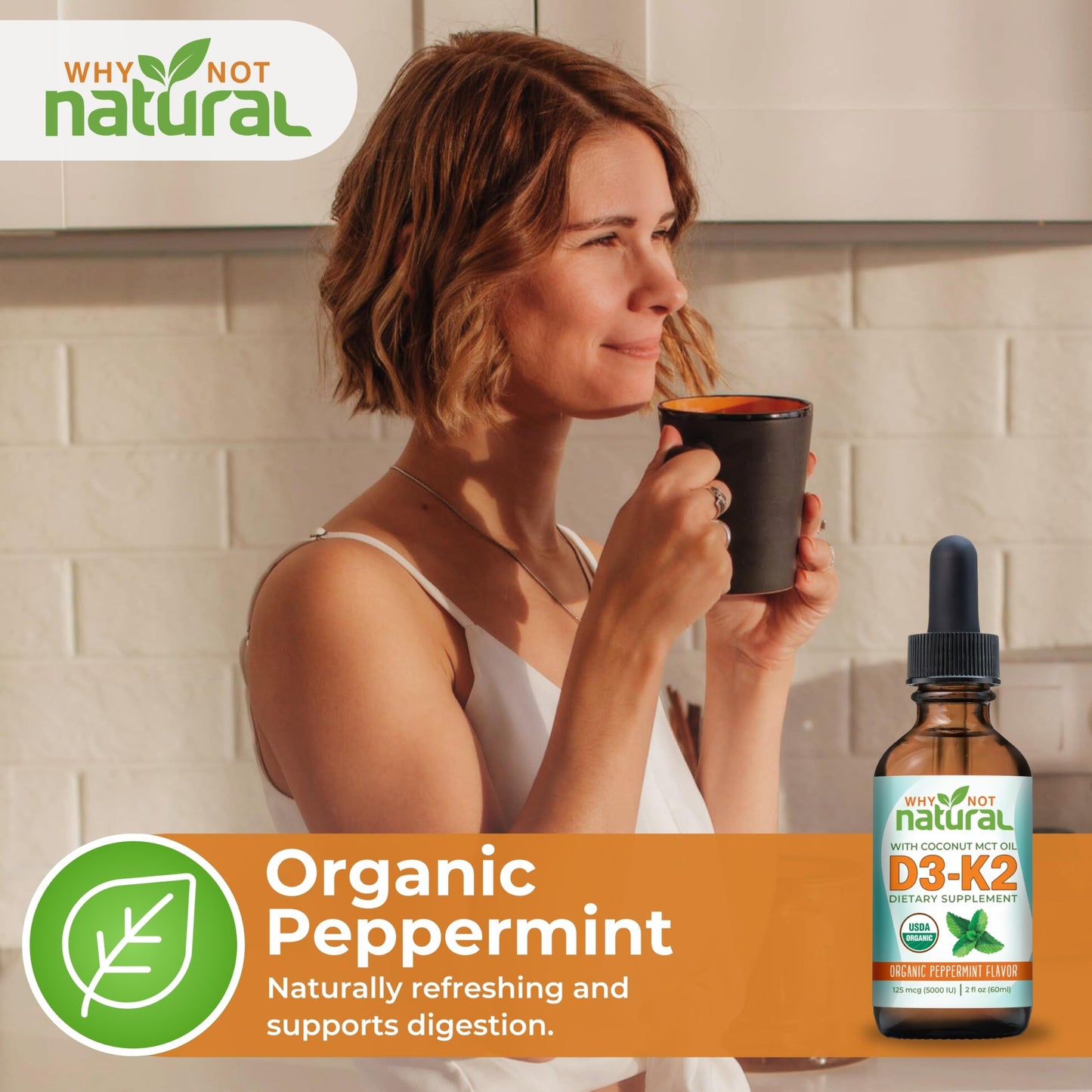 Why Not Natural Vitamin D3 K2 Liquid Drops – 5000 IU with Coconut MCT Oil