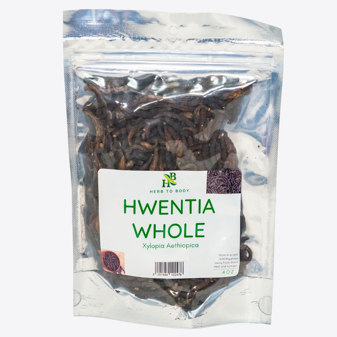 Herb To Body Hwentia Whole | Xylopia Aethiopica (Grains of Selim) 4oz Wildcrafted