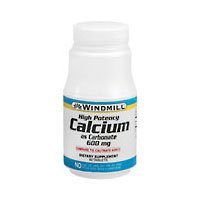 Windmill Calcium Carbonate 600 mg – 60 Tablets | Non-GMO, Gluten-Free, Vegan