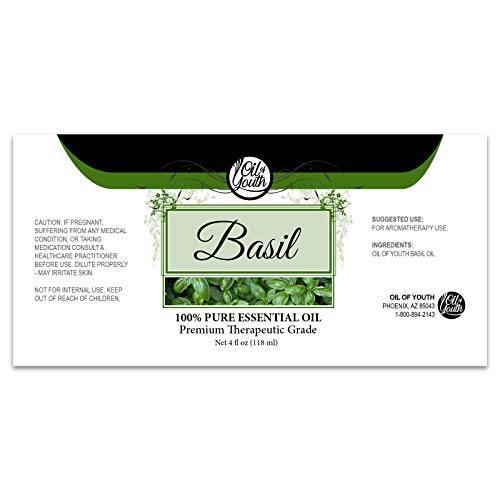 Oil of Youth Basil Essential Oil – Therapeutic Grade, 4 oz (Dropper)