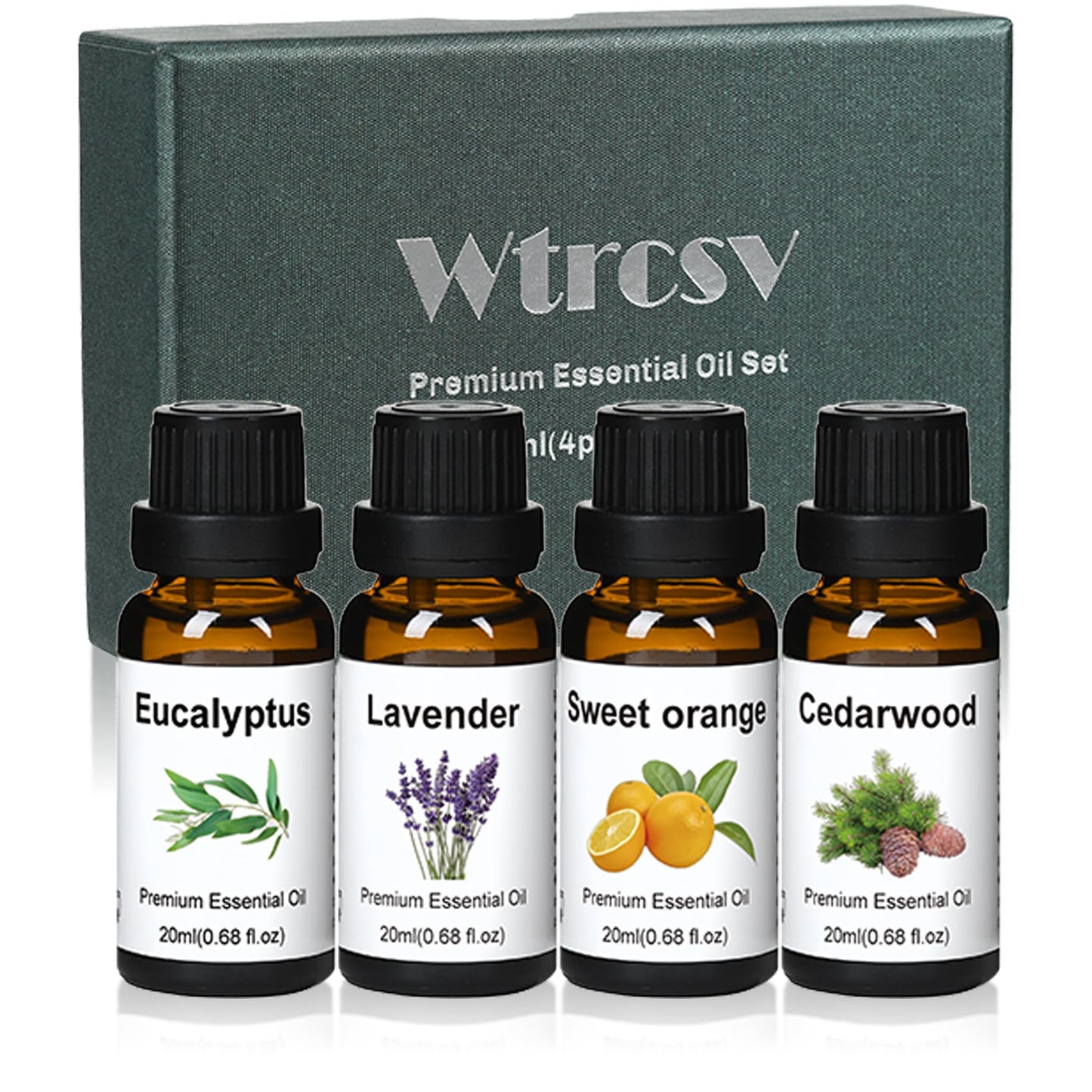 Wtrcsv Essential Oils Set – Eucalyptus, Lavender, Cedarwood & Sweet Orange | Diffuser & DIY Projects