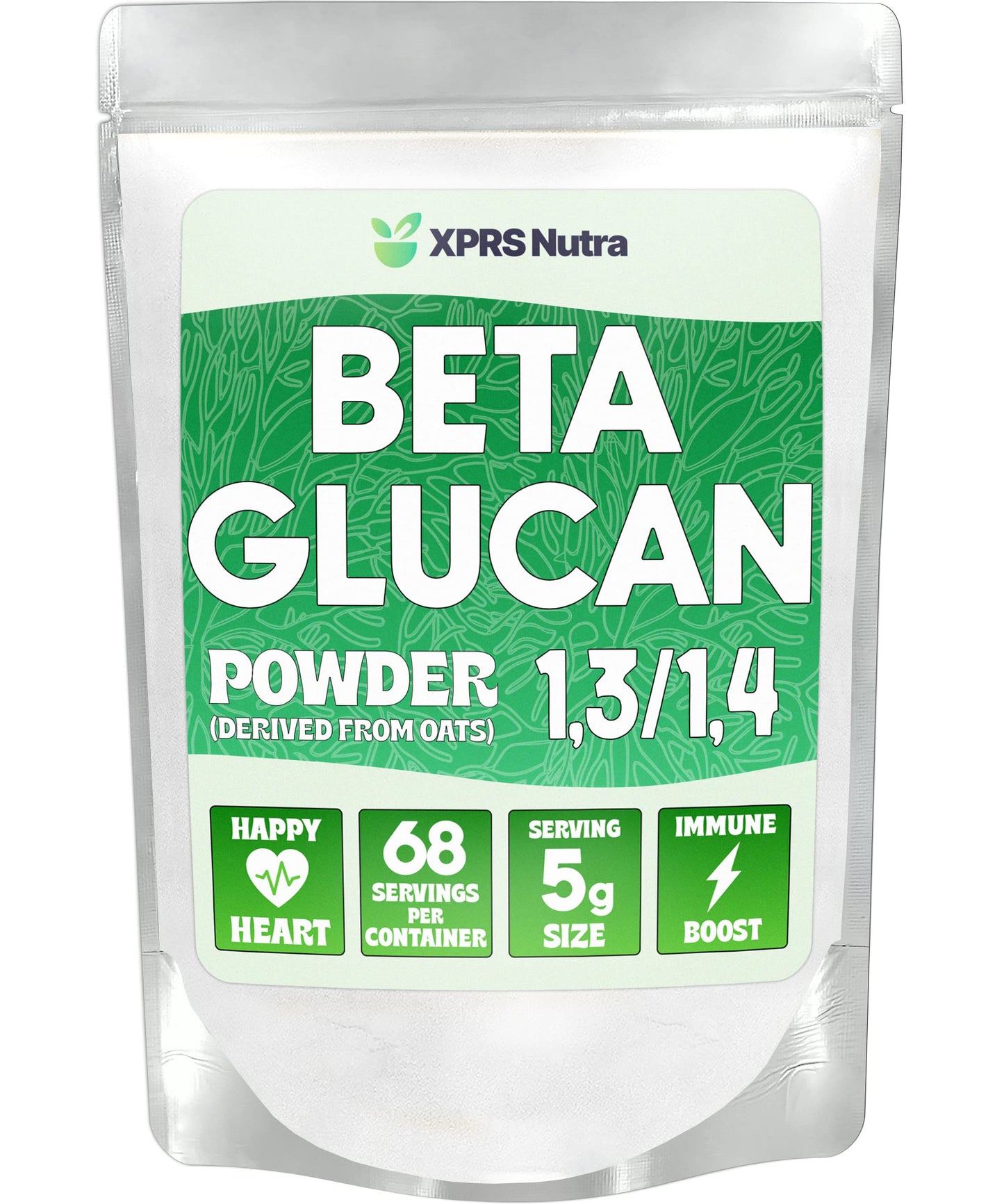 XPRS Nutra Beta Glucan Powder – Pure Unflavored Oat Beta Glucan, Non-GMO, Vegan, 12 oz