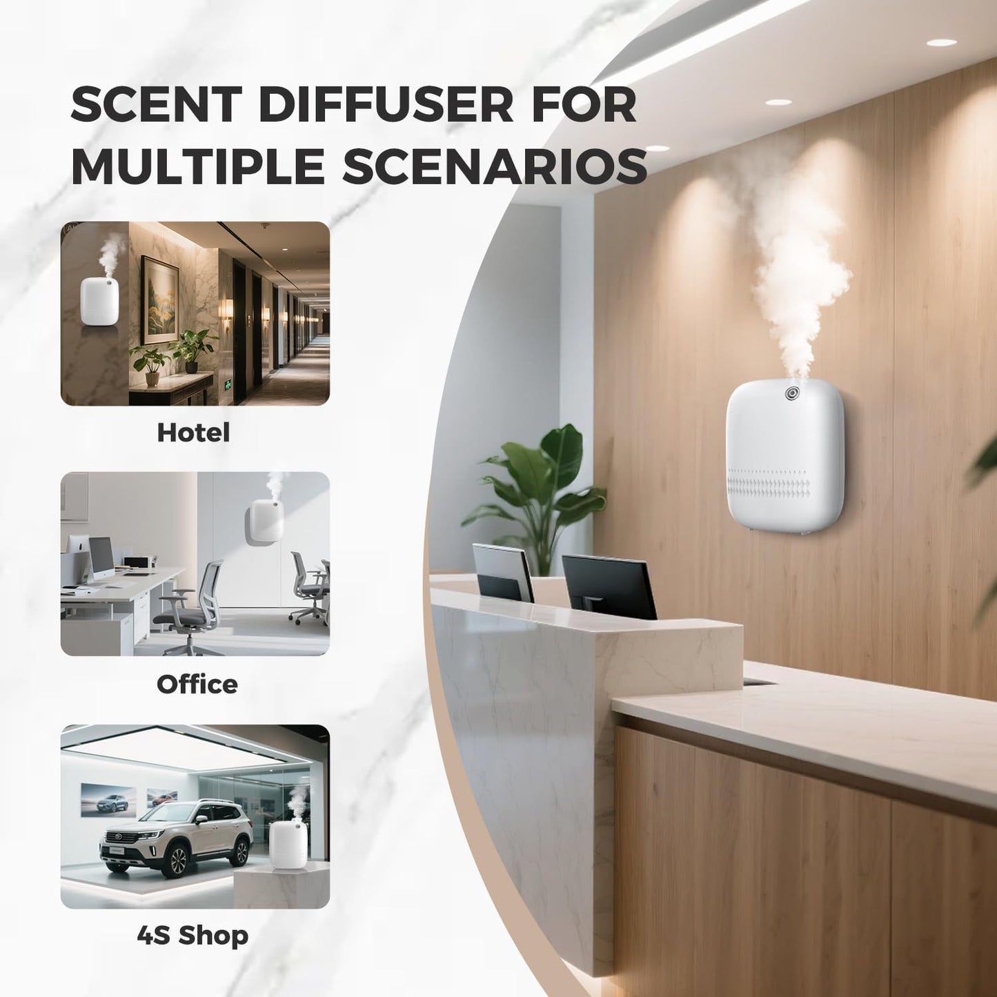 XunliAero Waterless Essential Oil Diffuser — 2000 Sqft Coverage, Wall & Desktop, 400ml, Smart App
