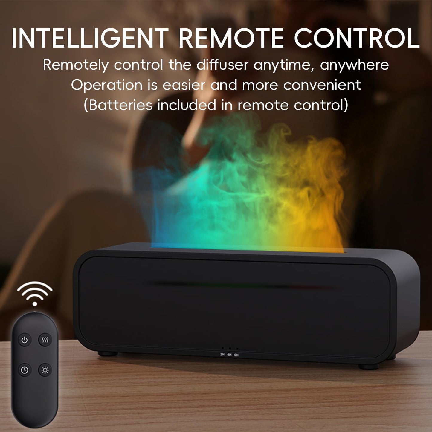 YALEDI 250ml Flame Diffuser – Music-Synced Light, Remote, Timer (Black)
