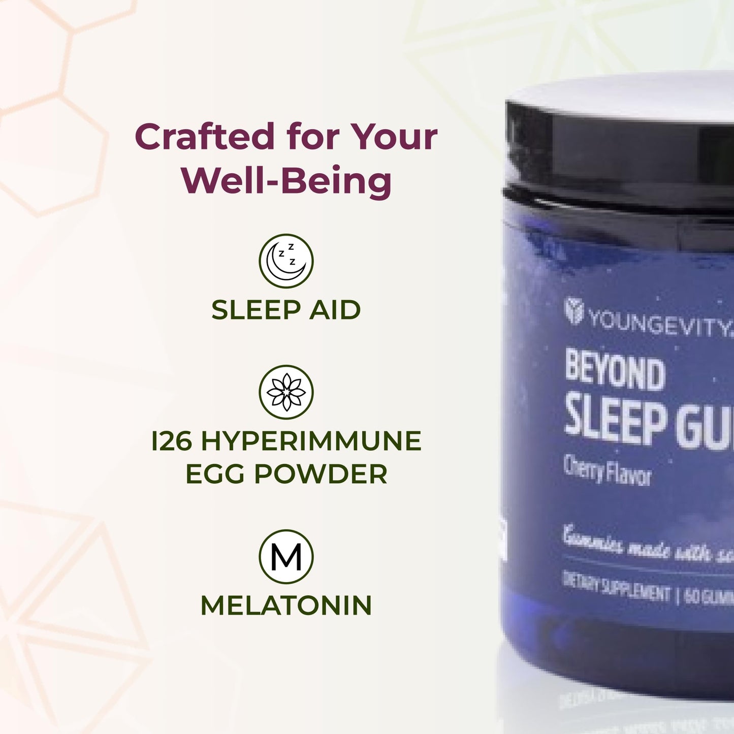 Youngevity Beyond Sleep Gummies – Melatonin, GABA & Chamomile | Tart Cherry, 60 Vegan, Sugar-Free