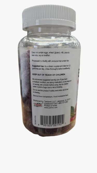 YUM-V'S Biotin Gummies – 10,000 mcg, Raspberry – Hair, Skin & Nails (Kosher) Pack of 2