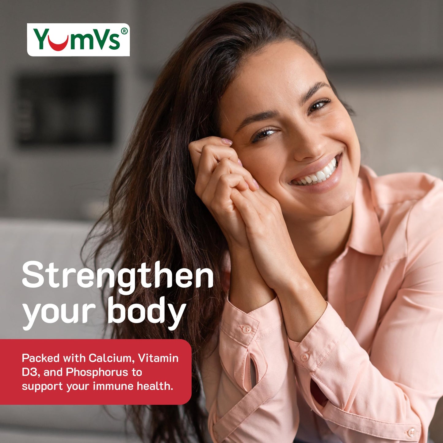 YumVs Calcium 500mg with Vitamin D3 Gummies - Raspberry & Orange