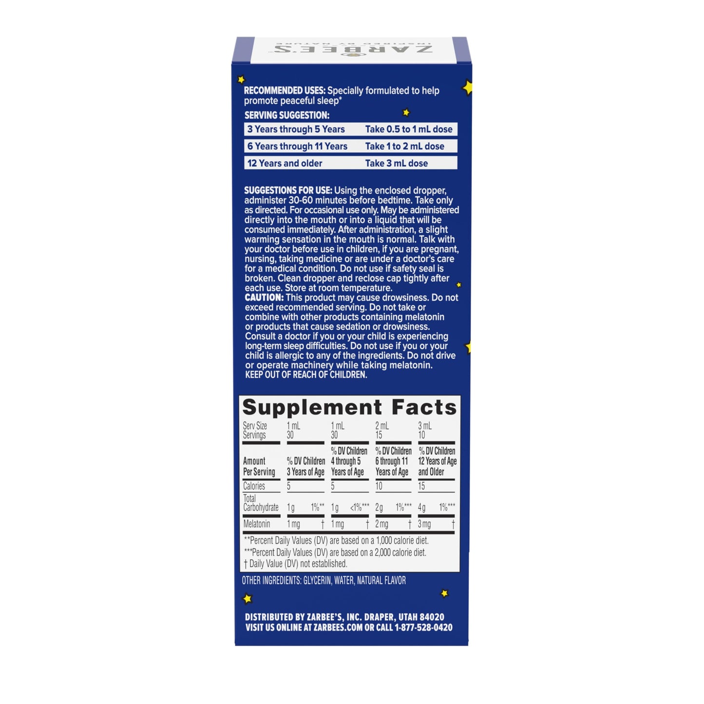Zarbee's Kids Melatonin Liquid 1mg — Sleep Support for Ages 3+