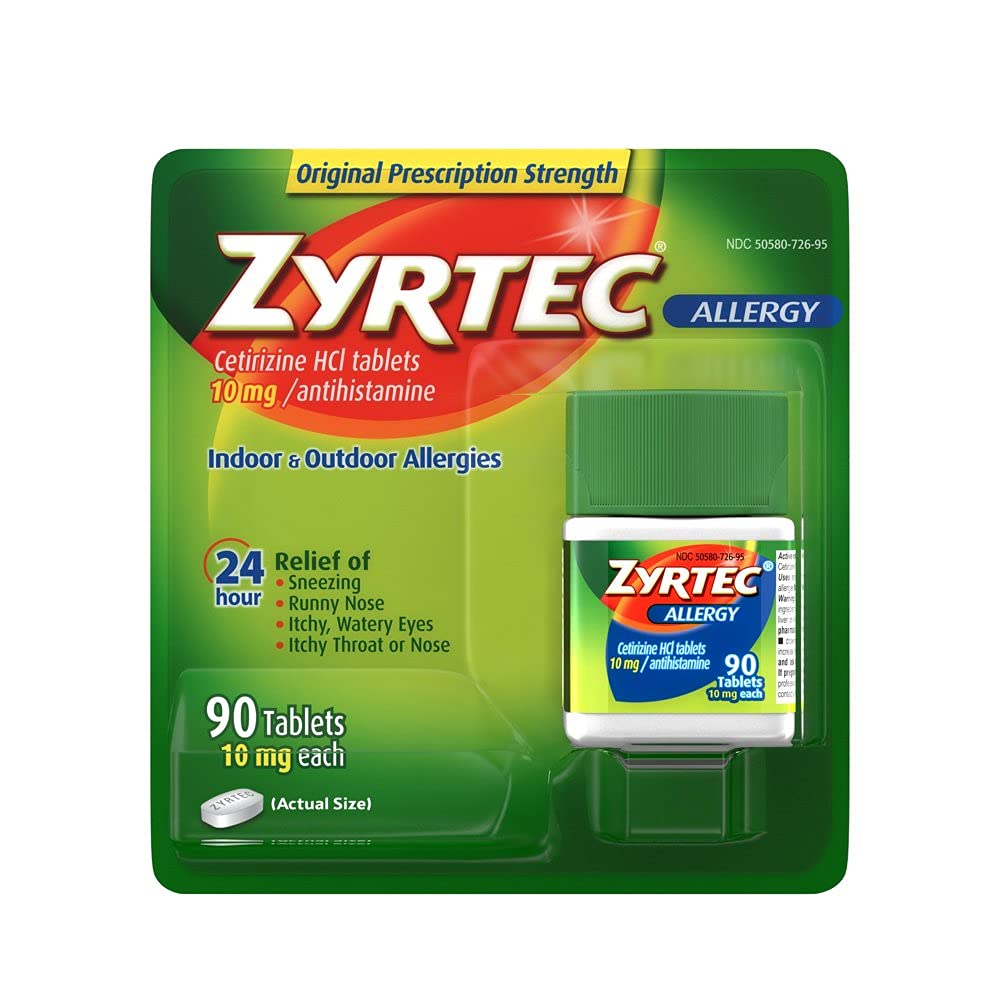Zyrtec Allergy Relief (10 mg) – 90 Tablets | Adult & Child Allergy Support