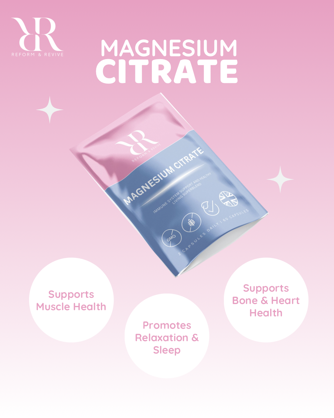 Magnesium Citrate+ Muscle & Calm Wellness Support Reform and Revive
