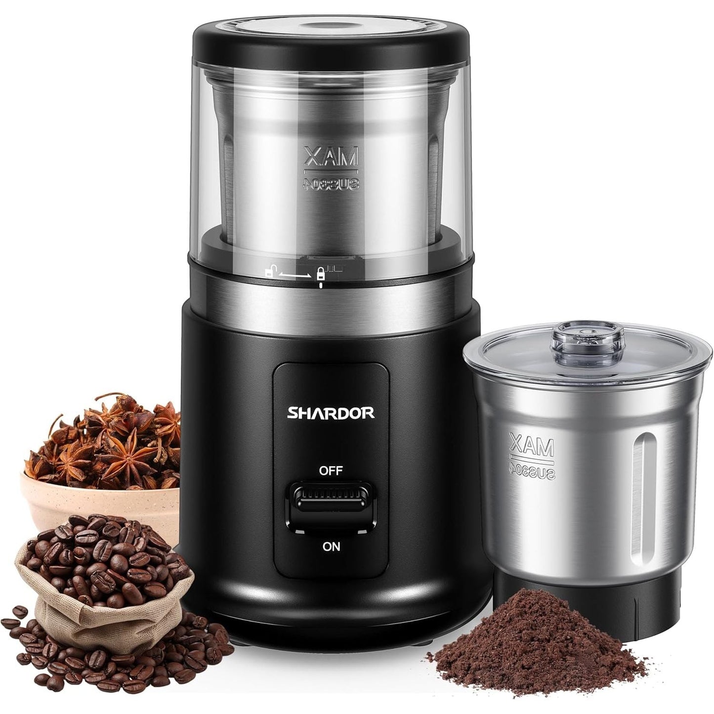 Electric Coffee Grinder 75g with Removable Stainless Steel One Bowl SHARDOR