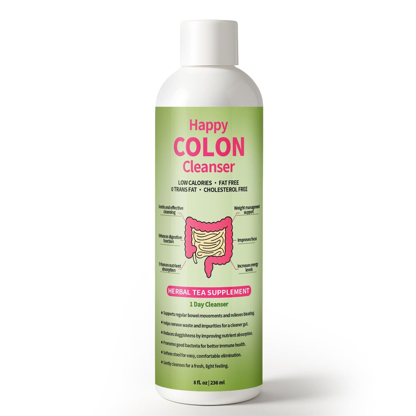 1 Day Happy Colon Cleanser - Gentle Herbal Digestive Support, 8 fl oz (1 Pc)