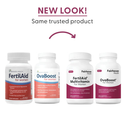 FertilAid for Women & Ovaboost Combo – Fertility Supplements (Ovulation & Egg Quality)