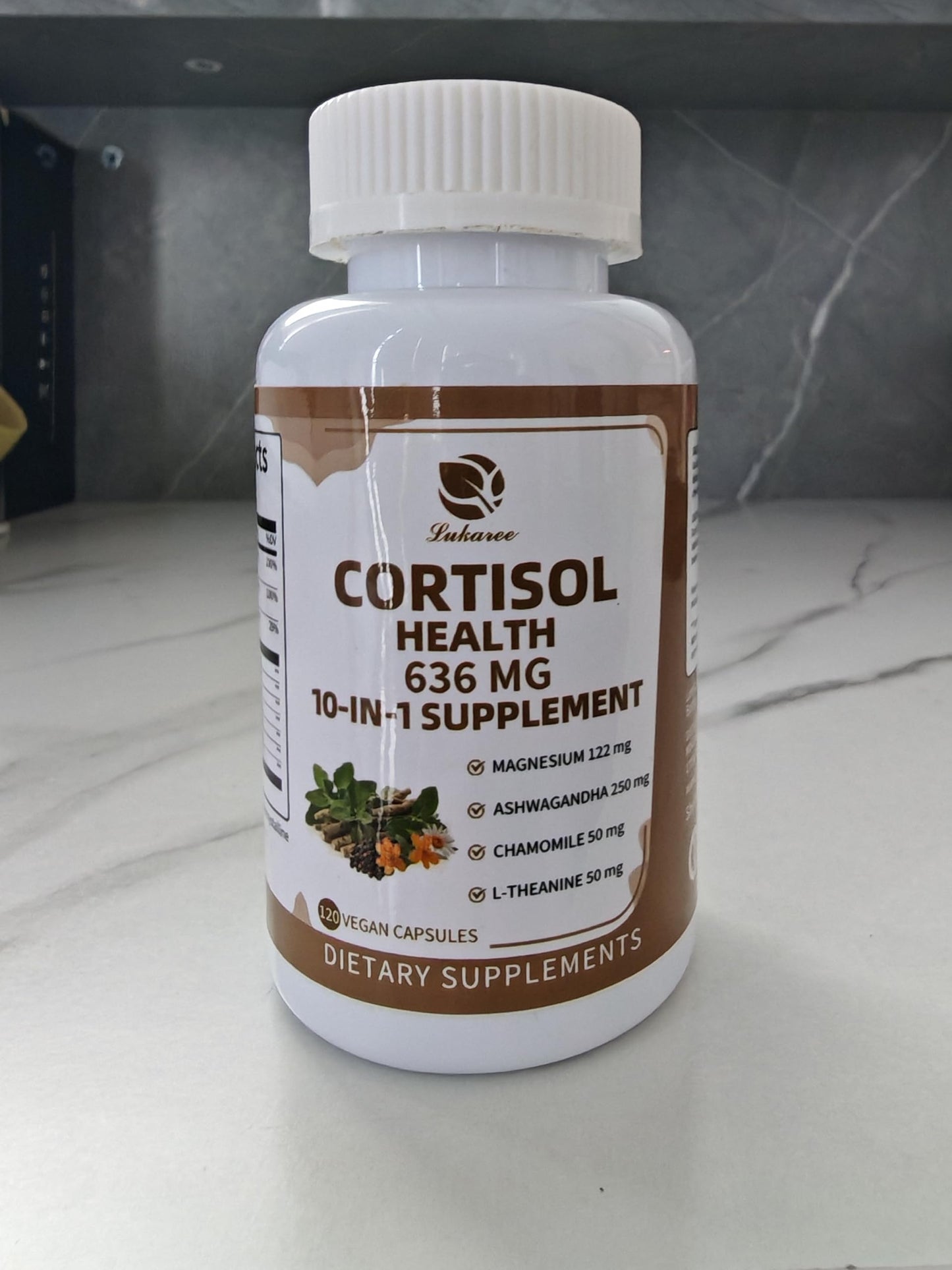 10-in-1 Cortisol Support Supplement – Vegan 120 Capsules | Ashwagandha, L-Theanine, Magnesium