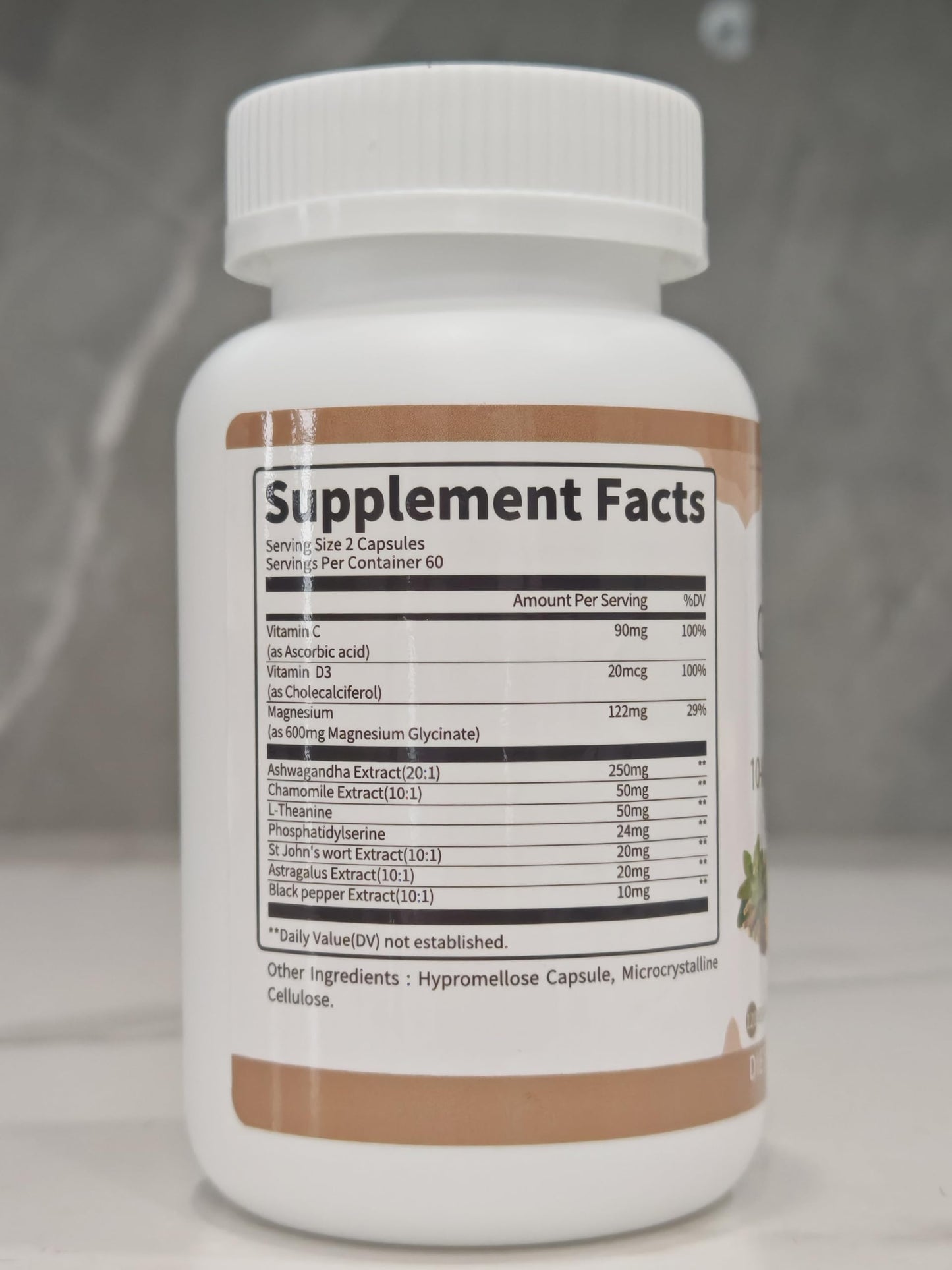 10-in-1 Cortisol Support Supplement – Vegan 120 Capsules | Ashwagandha, L-Theanine, Magnesium
