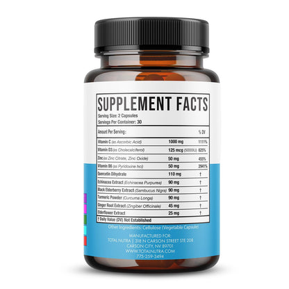 10-In-1 Immune Support Supplement - Immune Boosters for Adults & Kids (60 Caps)