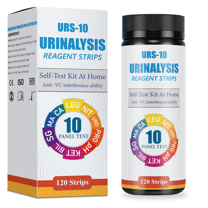 10-in-1 Urine Test Strips - 120 CT | Comprehensive Urinalysis for LEU, NIT, URO, PRO, pH, KET, BIL, SG, Calcium, and Microalbumin | Home Urinalysis Test Strips for Bladder and Urinary Tract Infections
