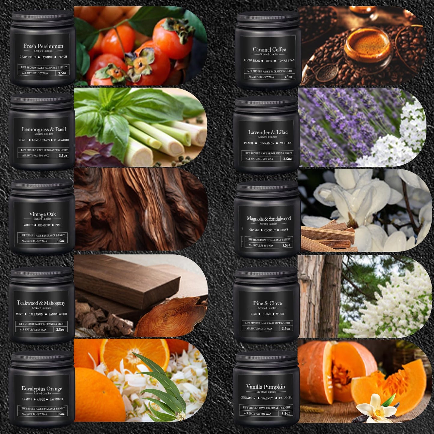 10 Pack Scented Candles for Men – Masculine Gift Set | Aromatherapy, Soy Wax, Cotton Wick