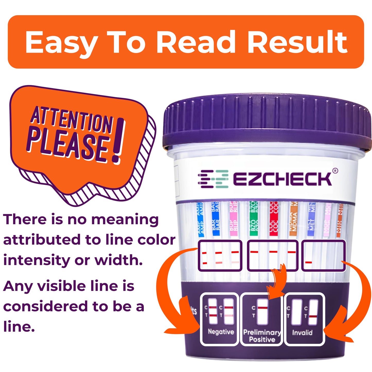 10 Test Cups - 14-Panel EZCHECK Urine Test Cup | At-Home 5-Minute Results | FSA/HSA Eligible