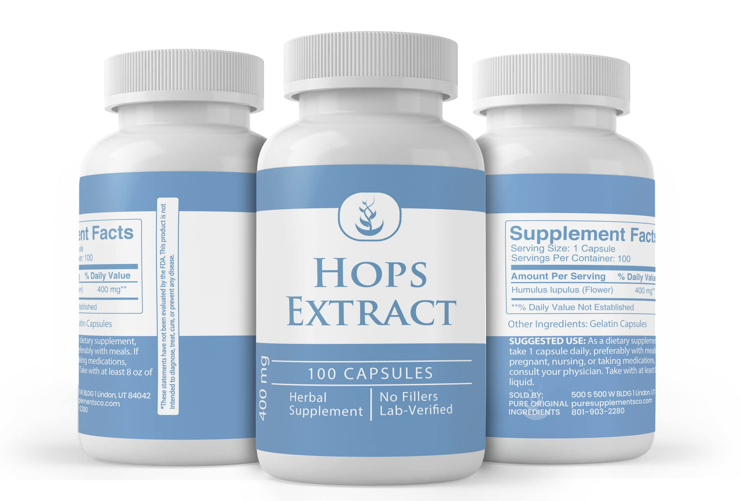 Pure Original Ingredients Hops Extract Capsules – 100 Count, Always Pure, No Additives, Lab Verified