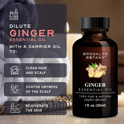 Brooklyn Botany Ginger Essential Oil – 100% Pure & Natural, Premium Grade, 1 Fl Oz