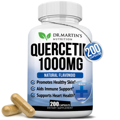 1000mg Quercetin – 200 Capsules | Immune Support, Sinus Relief and Cardiovascular Health